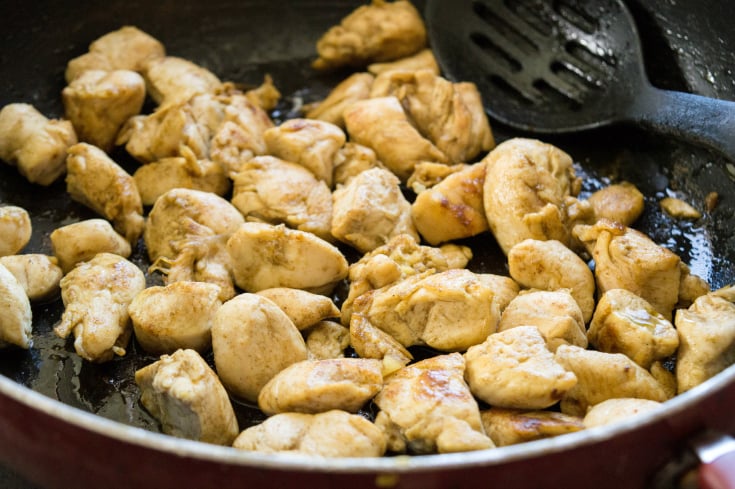 One Pot Winter Vegetables Chicken and Rice - Chicken in pan