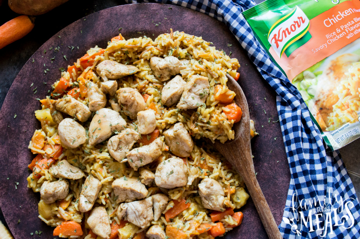 One Pot Winter Vegetables Chicken and Rice - dish served on a plate