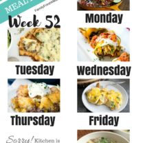 Easy Weekly Meal Plan Week 52