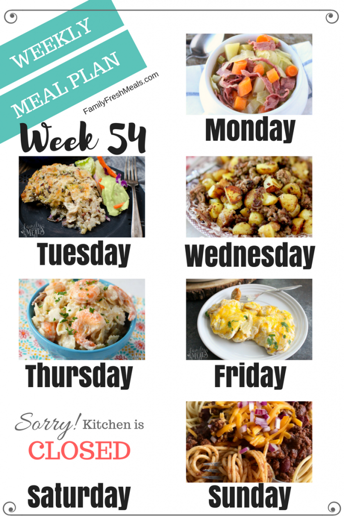Easy Weekly Meal Plan Week 54 - Family Fresh Meals