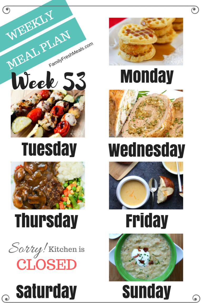 Easy Weekly Meal Plan Week 53
