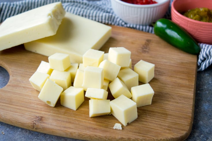 Crockpot White Queso Dip - White american cheese cut into cubes