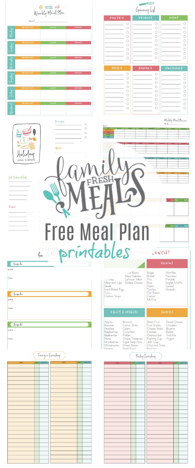 Free meal planners / Menus de la semaine gratuits à imprimer