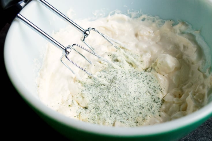 Loaded Crack Dip - Mixing ingredients in bowl