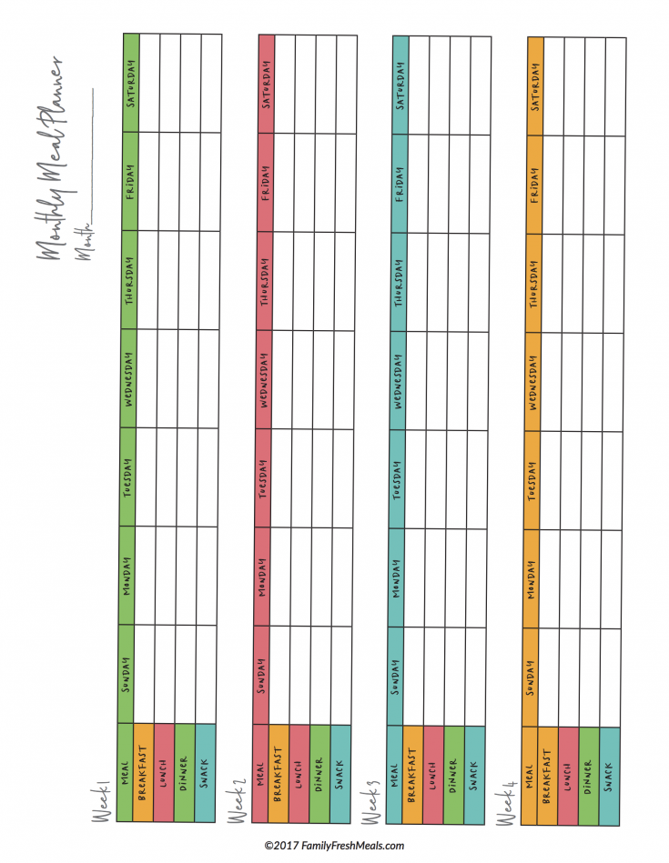Free Meal Plan Printables - Family Fresh Meals