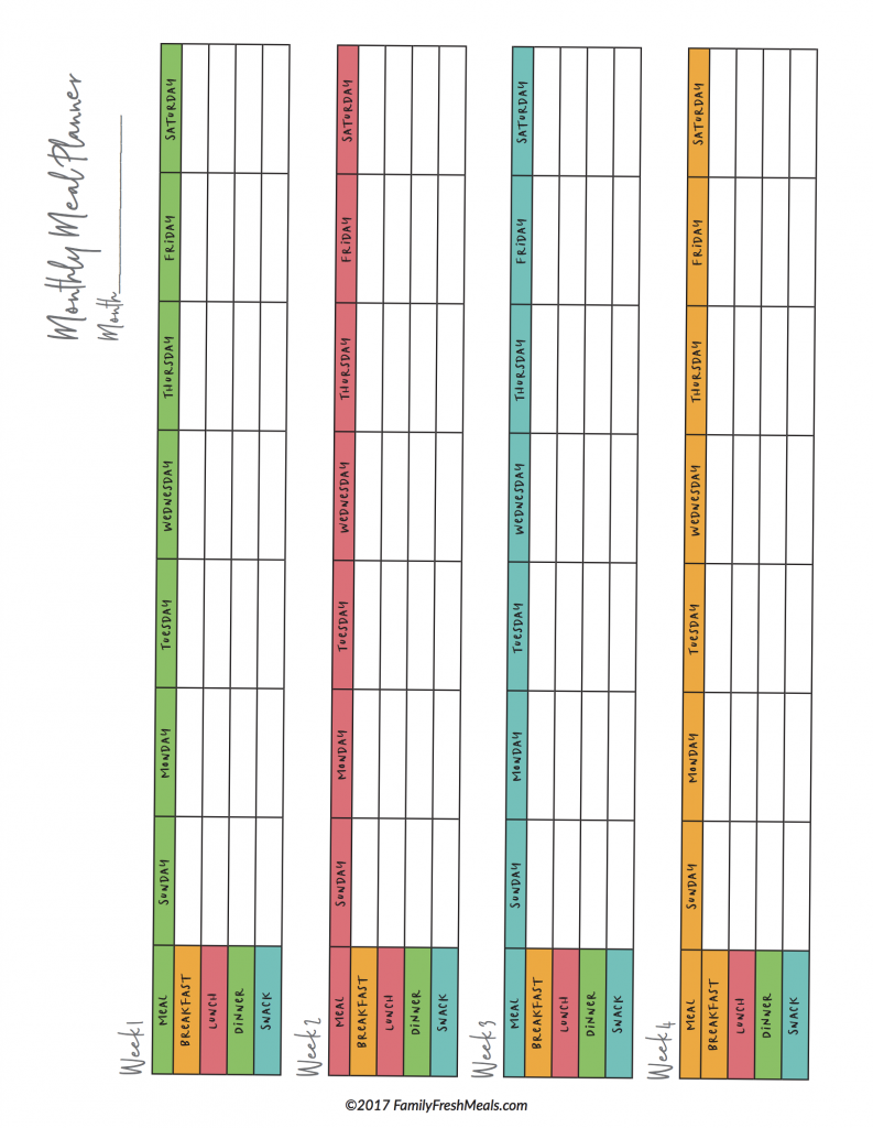 Free Meals Plan Printables - Family Fresh Meals