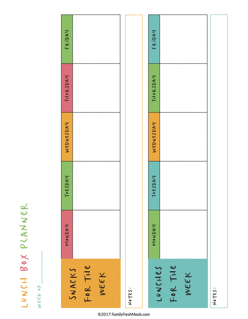 Free Meals Plan Printables - Family Fresh Meals