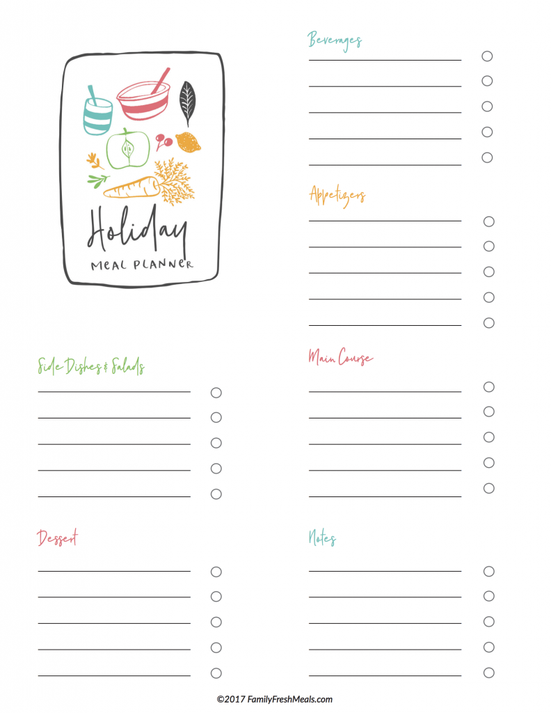 Free Meals Plan Printables - Family Fresh Meals