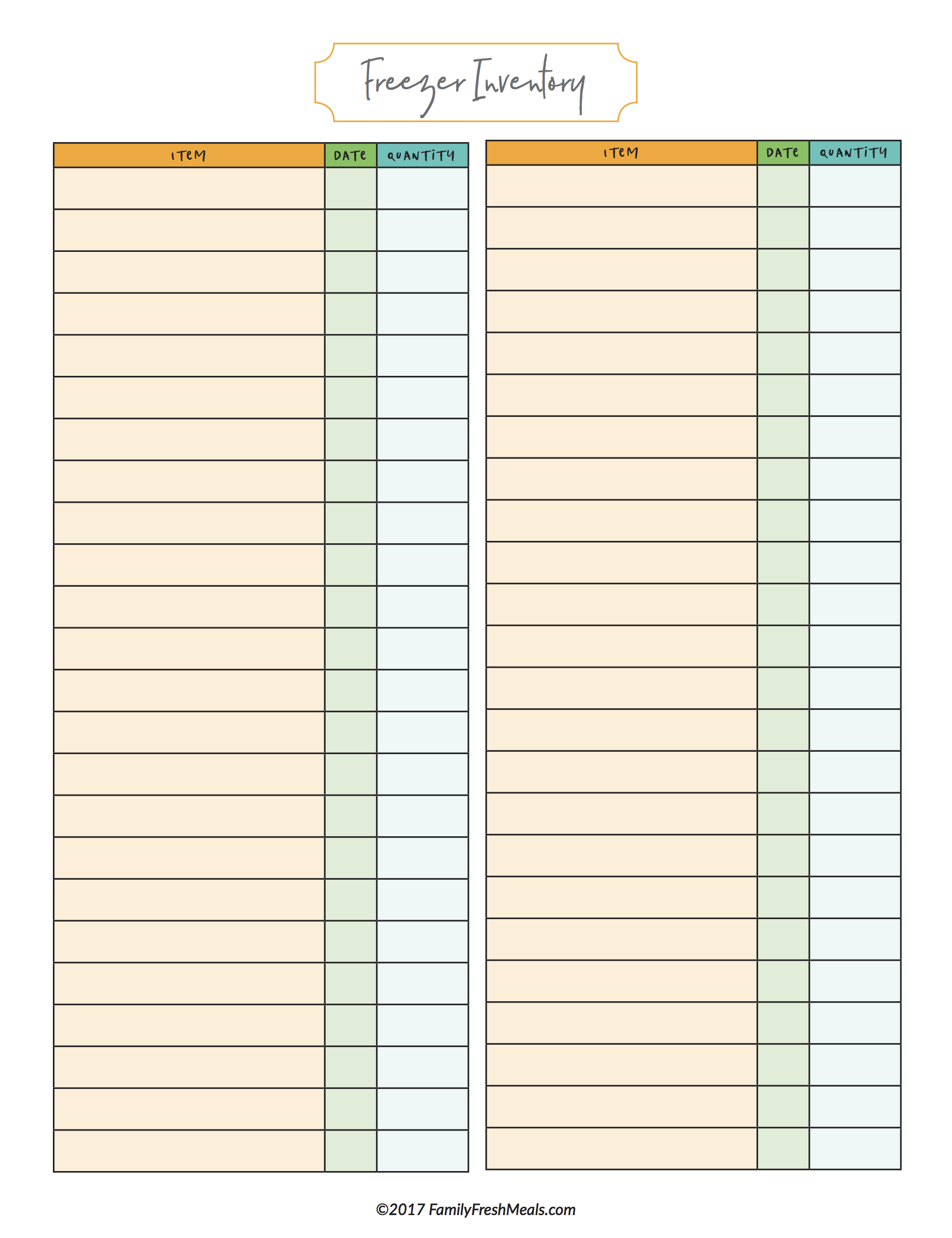 Free Meal Plan Printables - Family Fresh Meals