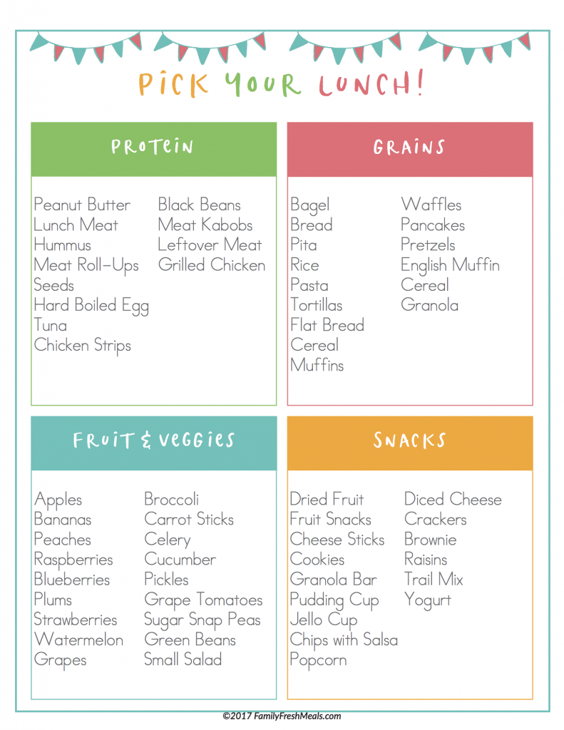 Free Meal Plan Printables from Family Fresh Meals