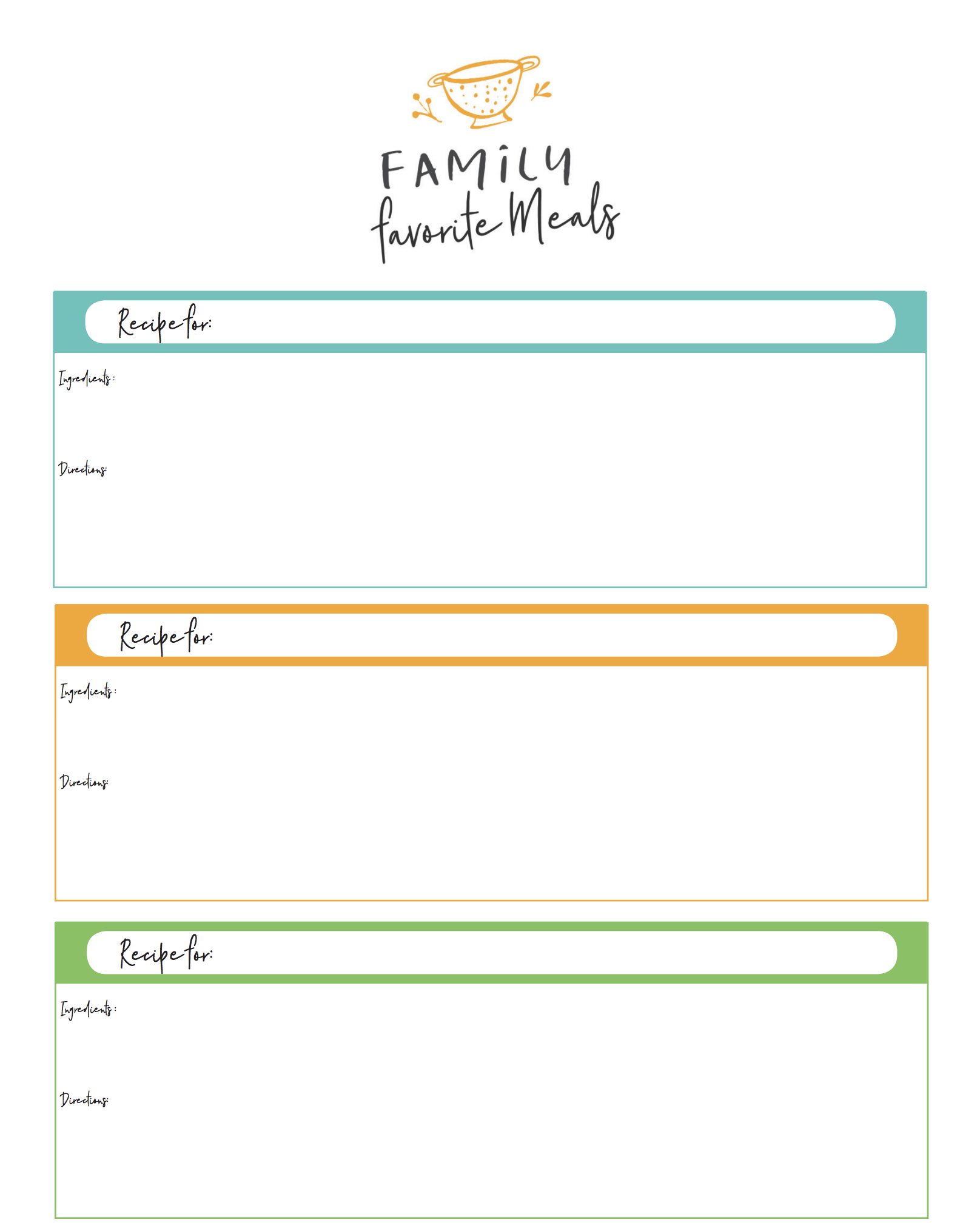 Free Meal Plan Printables - Family Fresh Meals