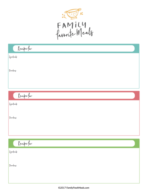 Free Meal Plan Printables - Family Fresh Meals