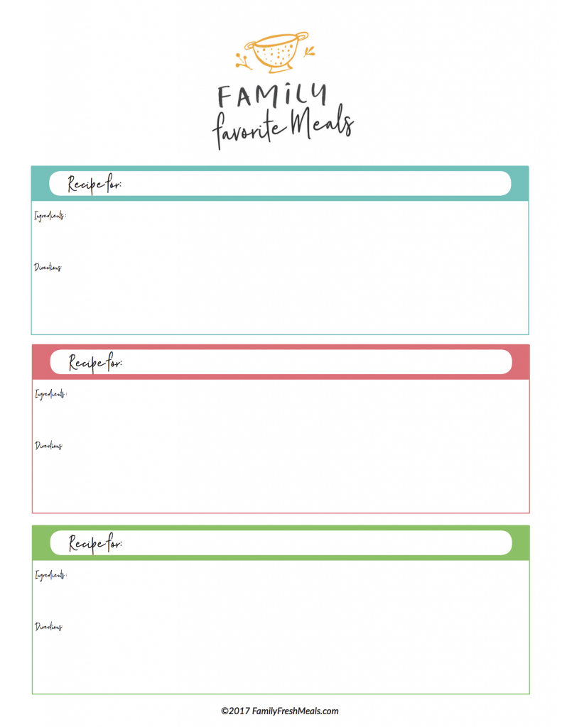 Free Meals Plan Printables - Family Fresh Meals