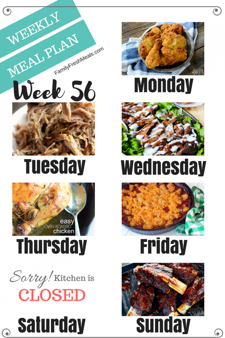 Easy Weekly Meal Plan Week 56