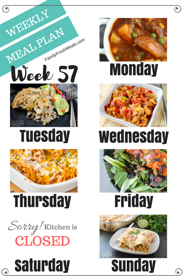 Easy Weekly Meal Plan Week 57