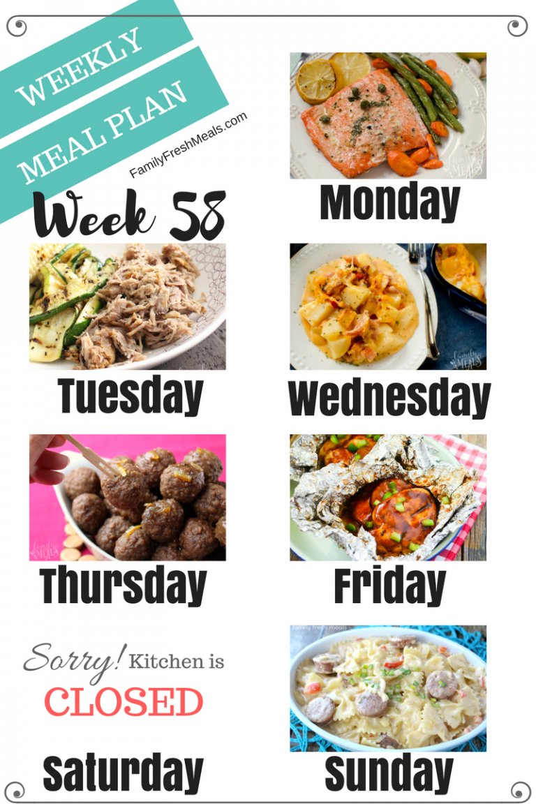 Easy Weekly Meal Plan Week 58