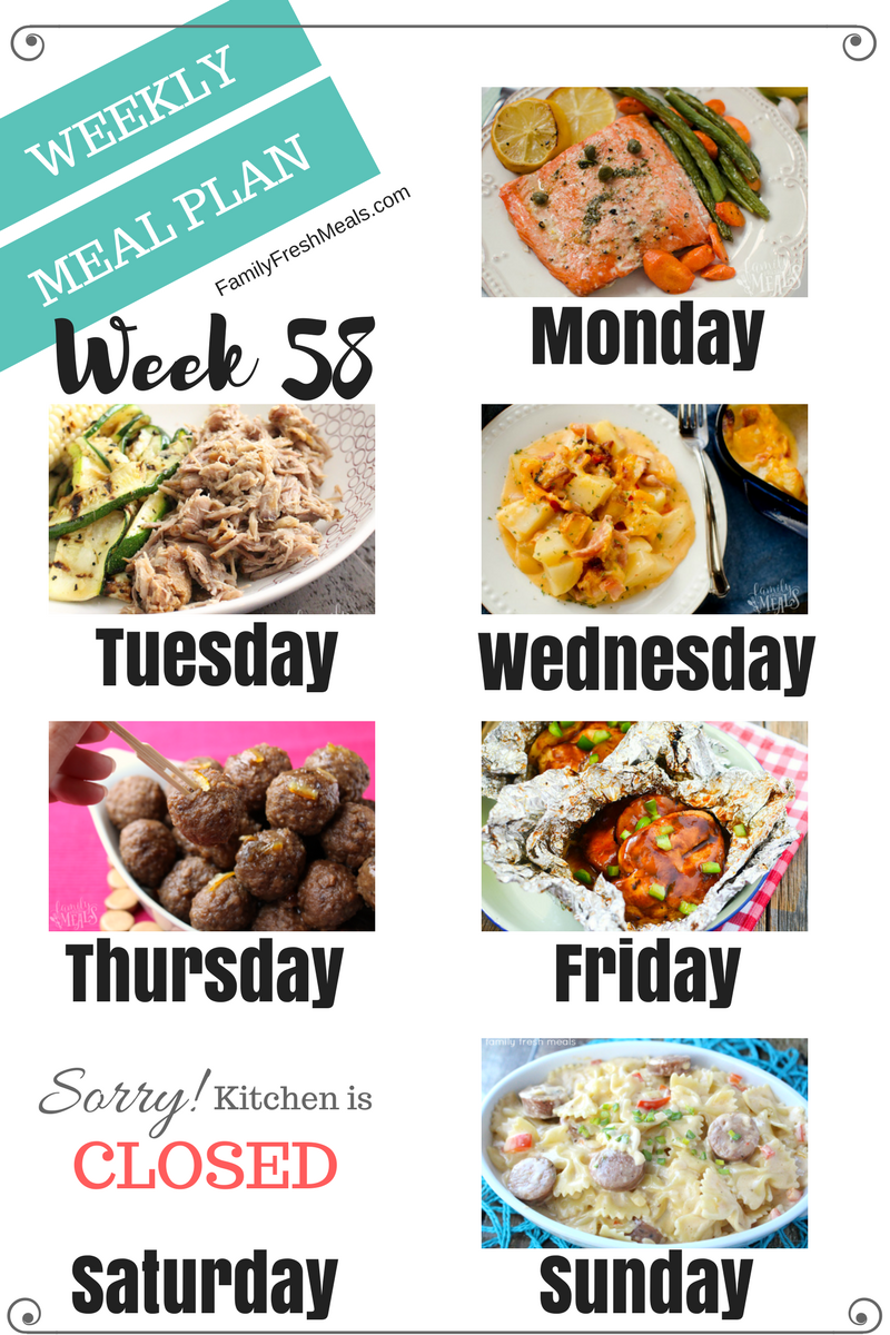 Easy Weekly Meal Plan Week 58 - Family Fresh Meals