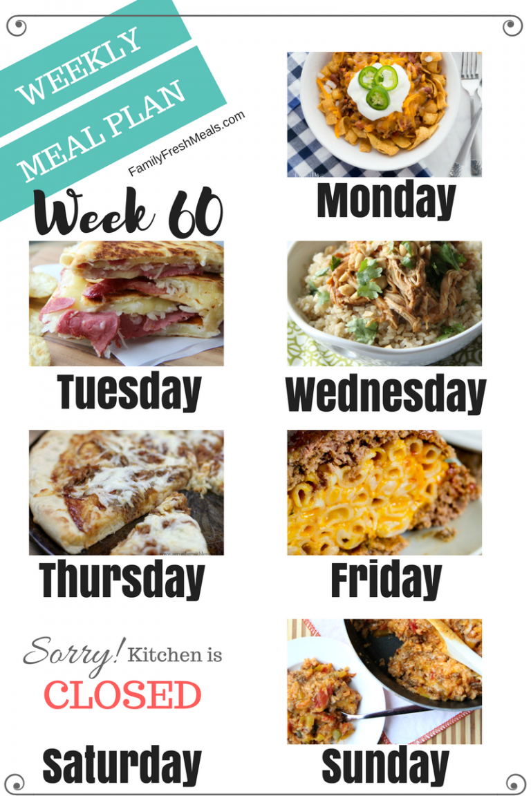 Easy Weekly Meal Plan Week 60
