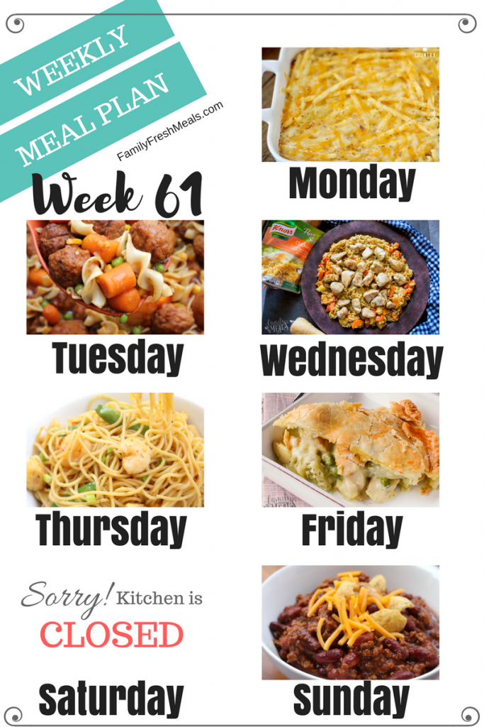 Easy Weekly Meal Plan Week 61- Family Fresh Meals