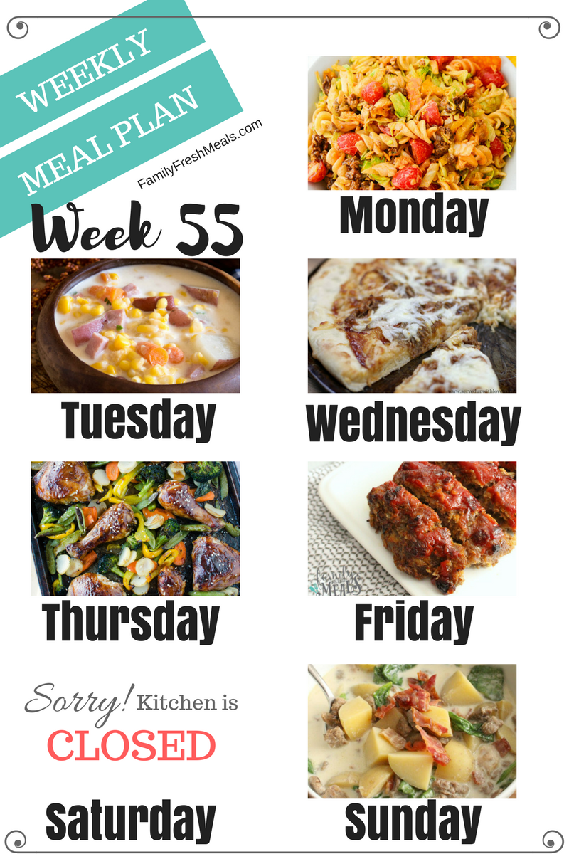 Easy Weekly Meal Plan Week 55 Family Fresh Meals