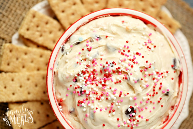 Cookie Dough Dip - Dip served in a bowl and served with crackers