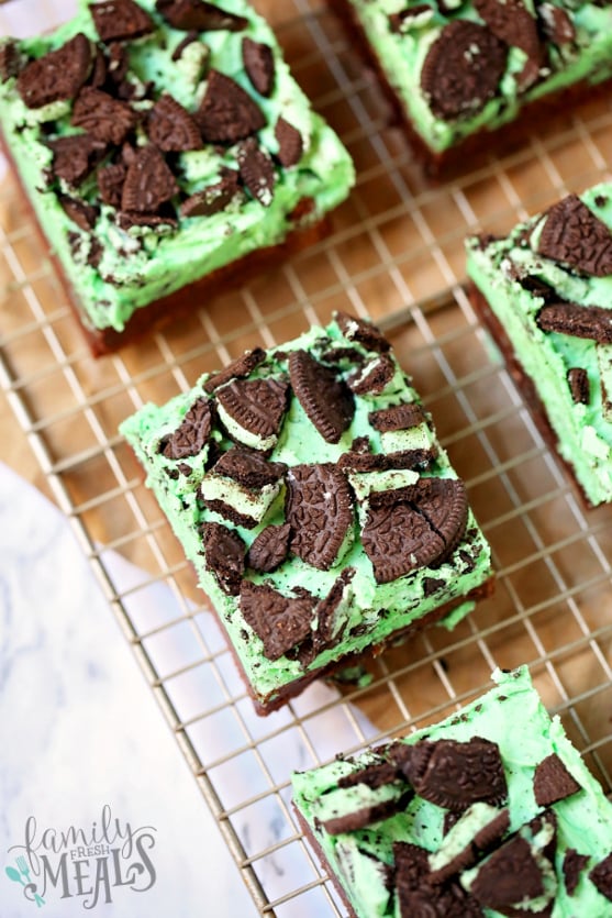 Mint Chocolate Brownies - Brownies on cooling rack