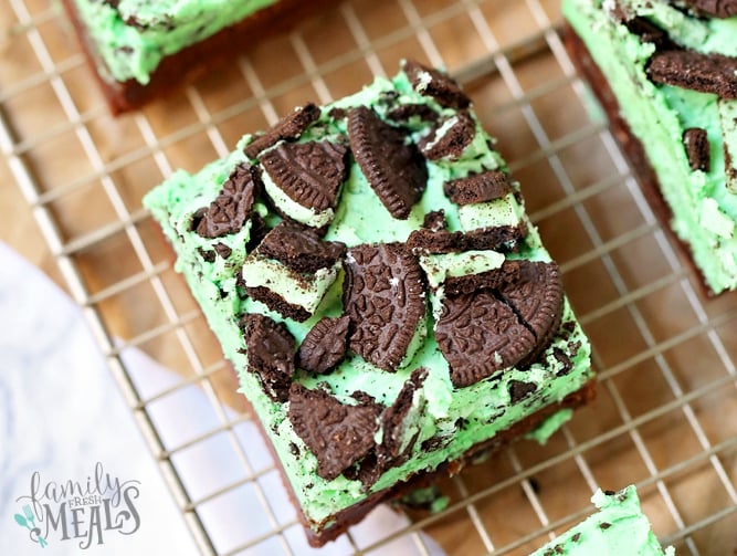 Mint Chocolate Brownies - Brownies on cooling rack