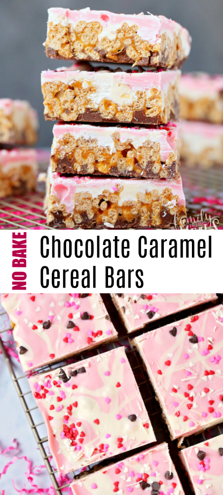 No Bake Chocolate Caramel Cereal Bars -- family fresh meals