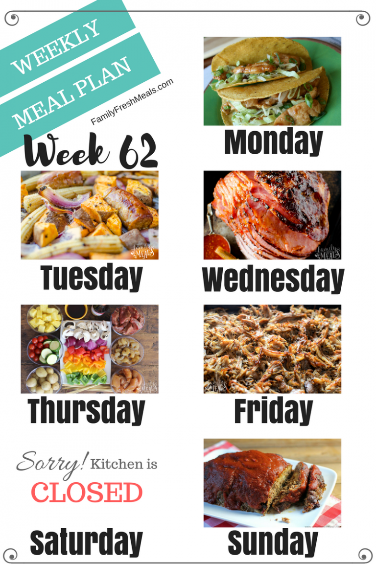 Easy Weekly Meal Plan Week 62