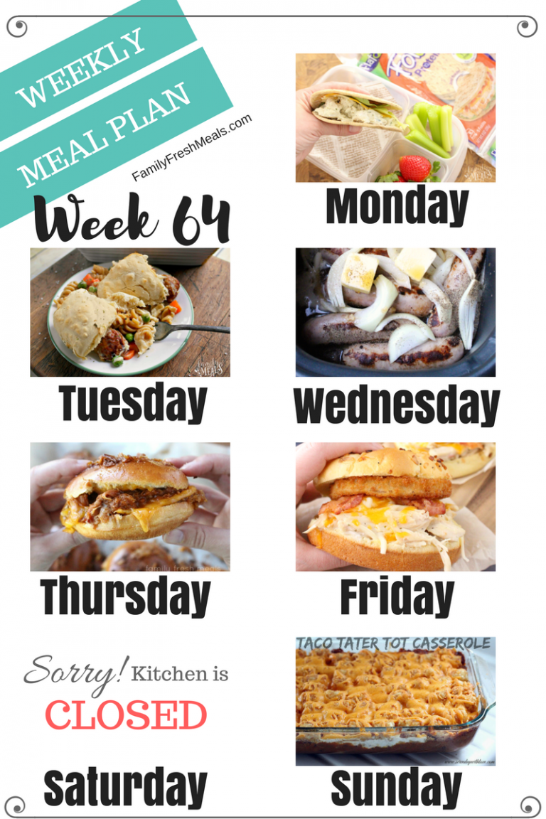Easy Weekly Meal Plan Week 64