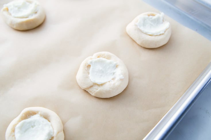 Cherry Cream Cheese Danish - cream cheese filling placed on top of dough