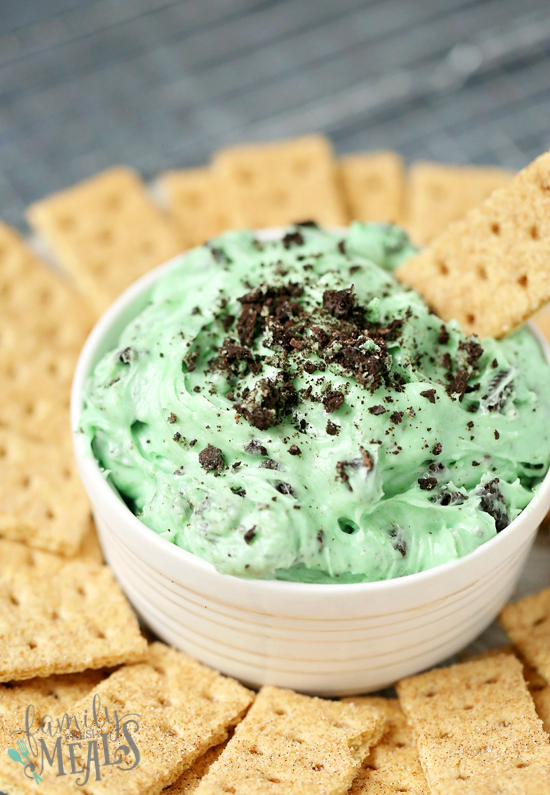 Mint Chocolate Chip Dip Recipe - Served with crackers - Family Fresh Meals