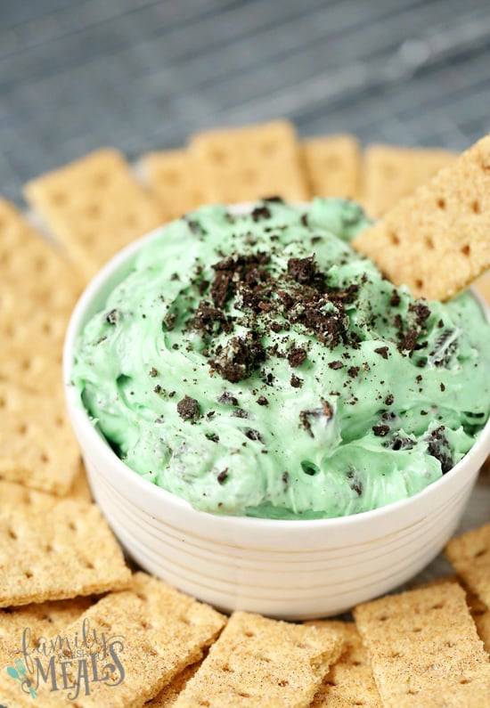 Mint Chocolate Chip Dip Recipe - Served with crackers - Family Fresh Meals