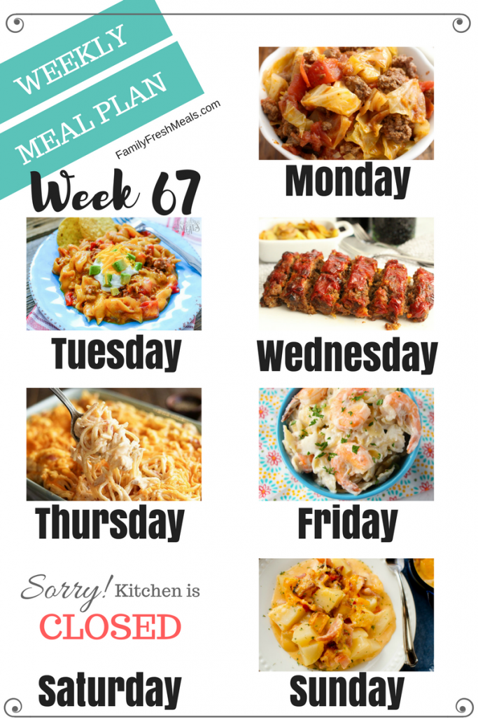 Easy Weekly Meal Plan Week 67 - Family Fresh Meals