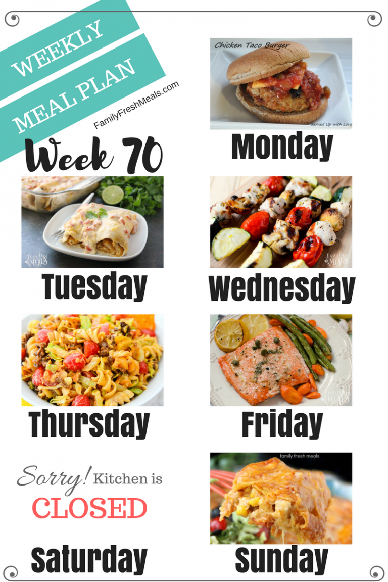 Easy Weekly Meal Plan Week 70
