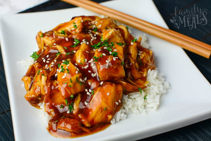 Instant Pot Honey Garlic Chicken Recipe - Served on a white plate