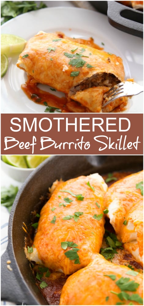 One Pan Smothered Beef Burrito Skillet -- Family Fresh Meals Recipe