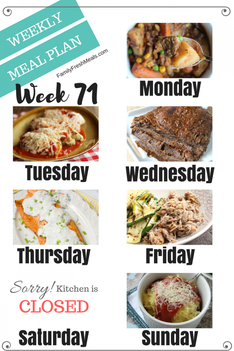 Easy Weekly Meal Plan Week 71