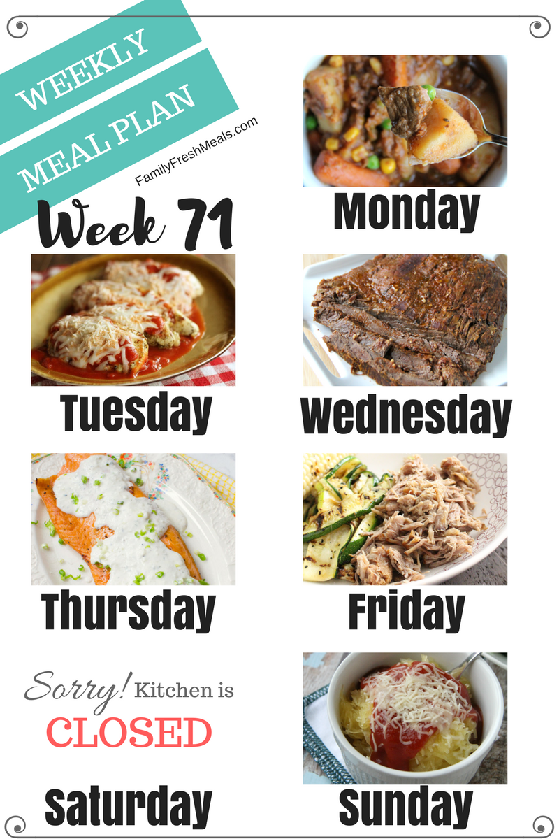Easy Weekly Meal Plan Week 71 - Family Fresh Meals