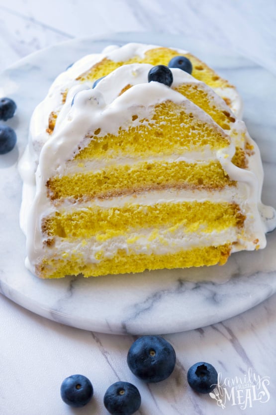 Easy Lemon Ice Cream Cake on a plate