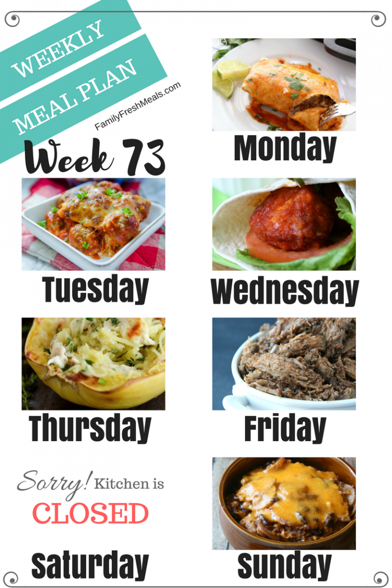 Easy Weekly Meal Plan Week 73