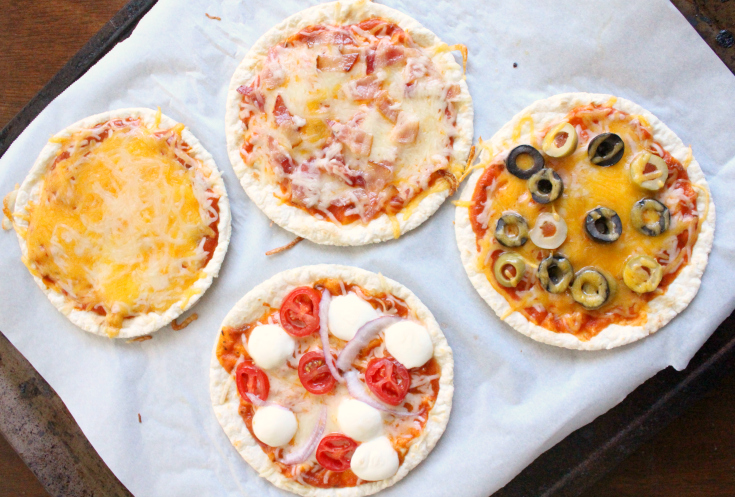 Flatbread Pizzas on a baking sheet