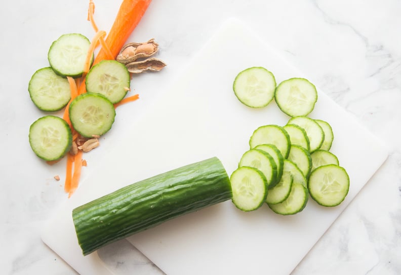 Thai Cucumber Salad - Cucumber slices, carrot shreds and peanuts