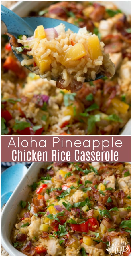 Aloha Pineapple Chicken Rice Casserole #familyfreshmeals #chicken #chickencasserole #chickenricecasserole #Hawaiianchicken #easyrecipe #casserole #pineapple via @familyfresh
