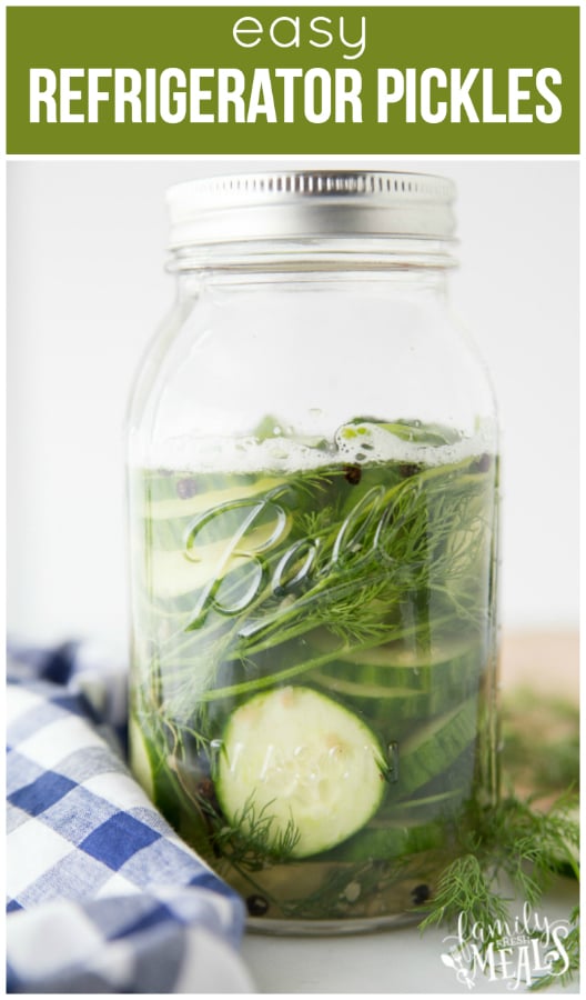 How to make Easy Refrigerator Pickles #refrigeratorpickles #pickles #dillpickles #diy #dill #garlic #cucumbers via @familyfresh