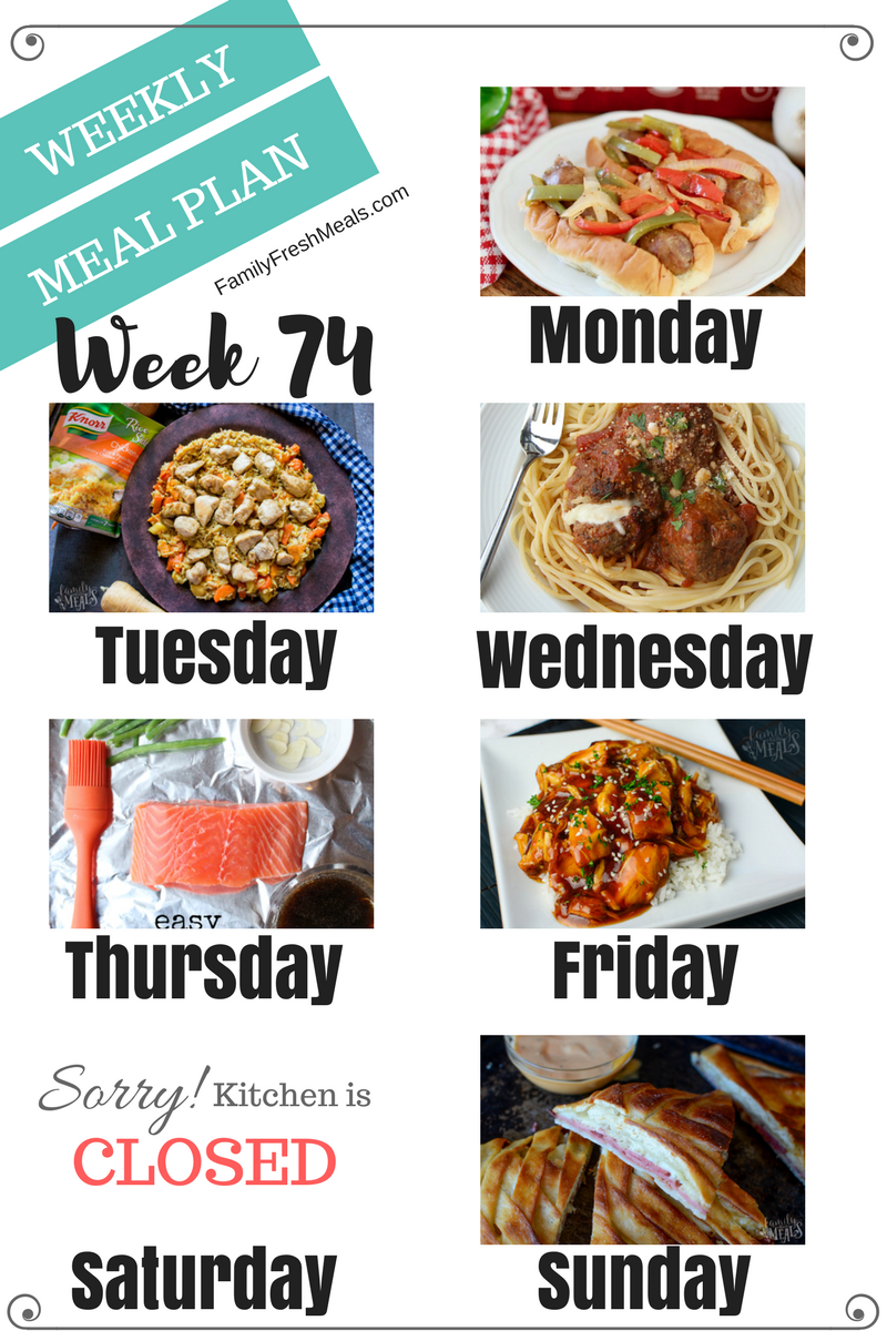 Easy Weekly Meal Plan Week 74