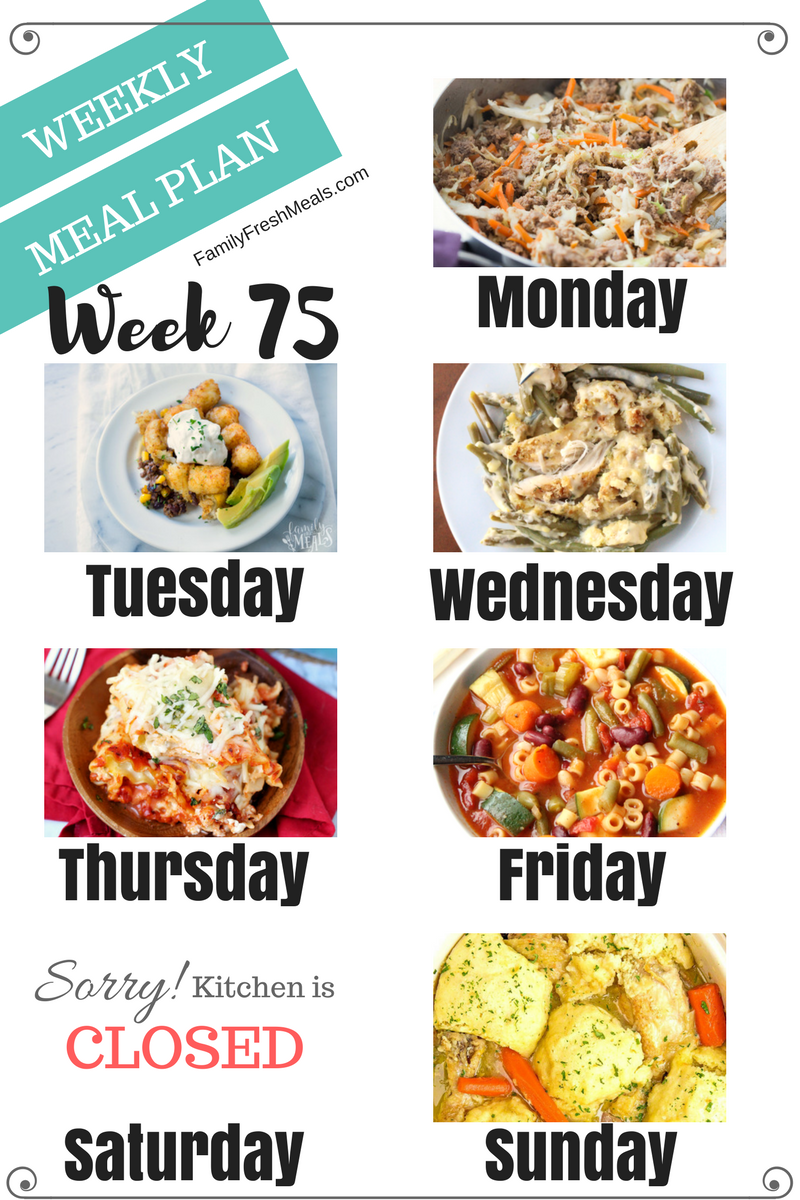 Easy Weekly Meal Plan Week 75
