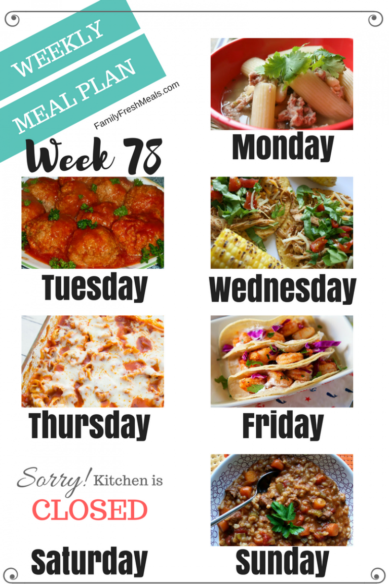 Easy Weekly Meal Plan Week 78