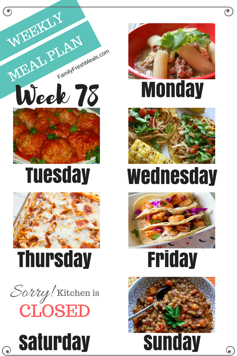 Easy Weekly Meal Plan Week 78