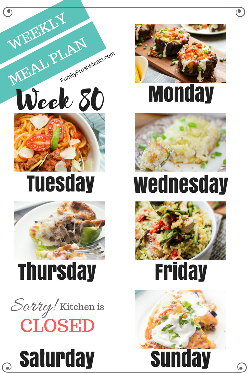 Easy Weekly Meal Plan Week 80 - Family Fresh Meals